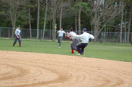 Rock running to the second base photo